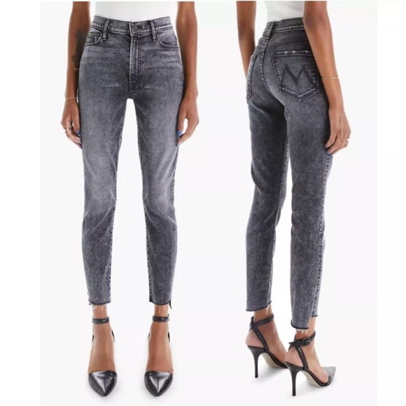 ππ MOTHER The Stunner Zip Ankle Step Fray Jeans | Train Stops Gray Womenβs Sz 25 - Picture 3 of 9